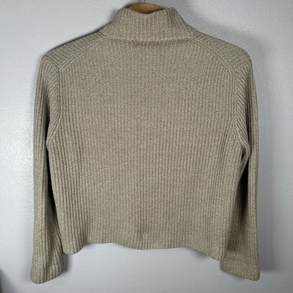 Polo Ralph Lauren Sweater Mens XXL Beige Ribbed Full Zip Mock Neck Cotton Knit - Picture 5 of 6